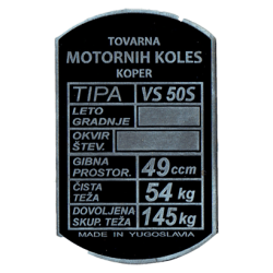Tablica ID Tomos VS 50 S